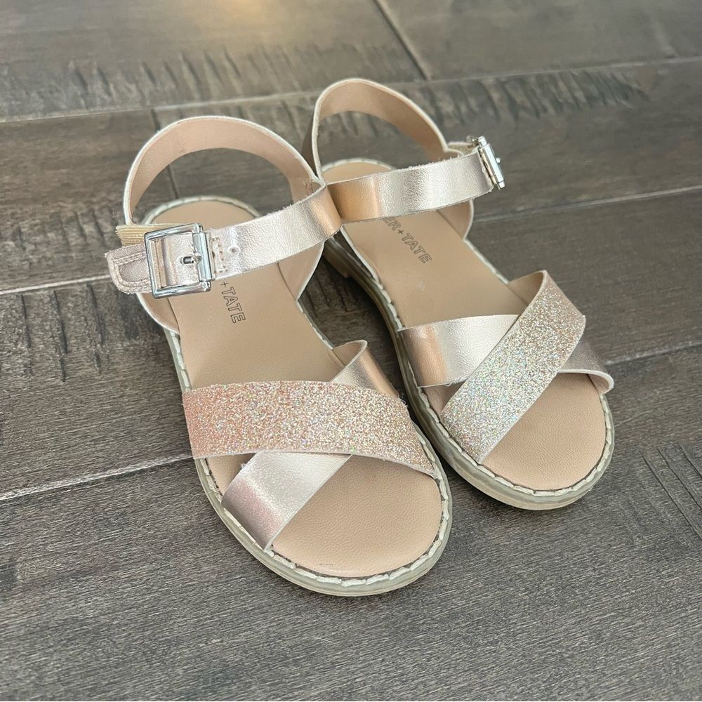 Tucker + Tate Sandals Tarya 9 Cross-Strapped Gold Glitter Girls Toddler